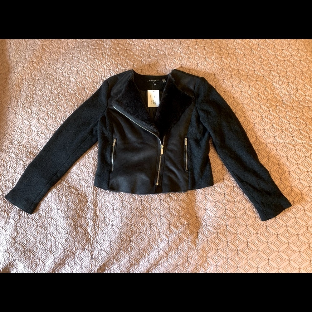Black Tape Leather & Wool Jacket
